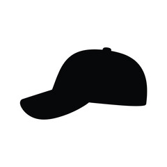 Black baseball cap silhouette isolated on white background