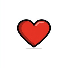 Red heart icon, simple, outlined