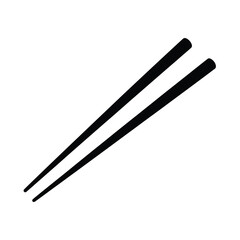Pair of black wooden chopsticks on a white background