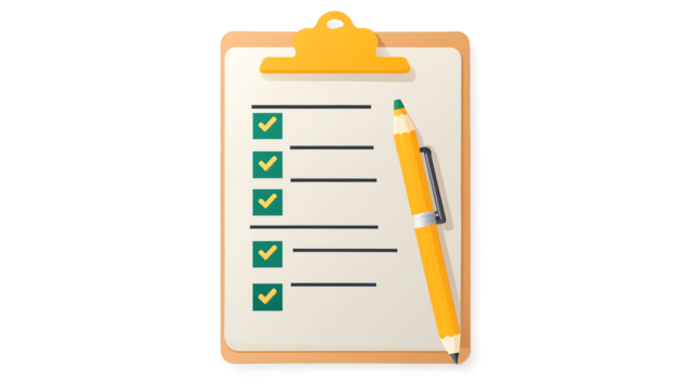 Checklist on Clipboard with Pencil Shows Tasks Completed Efficiently