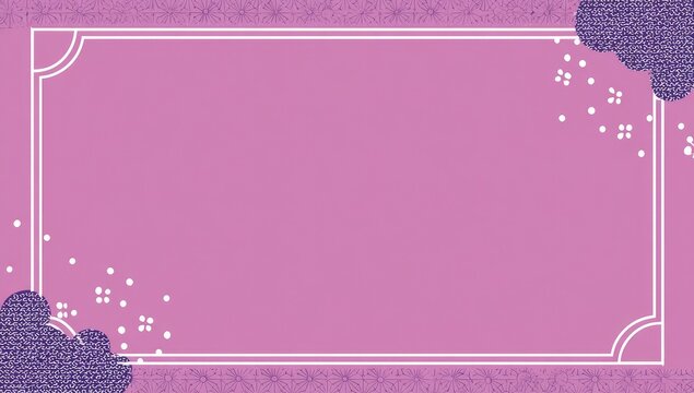 Elegant, muted, purple background with a white border frame.  Delicate white speckles and textured dark purple shapes on the corners - Powered by Adobe