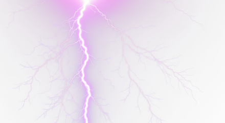 Purple Lightning Bolt Strike, Pink Lightning, Thunderstorm Bolt, Thunderstorm Effect, Light Bolt Effect, Lightning Bolts - Isolated On PNG Cutout or Transparent and White Background