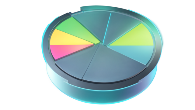 Creative Pie Chart with Segmented Colorful Sections on Modern Background