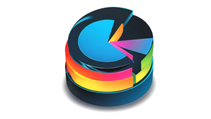 Colorful Pie Chart Diagram Showing Business Data and Statistics in 3D