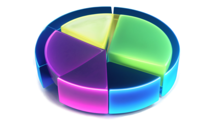 Colorful Pie Chart Diagram with Glowing Edges Illustrating Data Segments