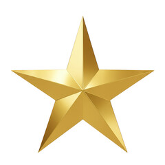 A gleaming golden star with five points, radiating light and elegance isolated on transparent background
