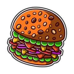 Perfect Bite Burger Sticker Illustration