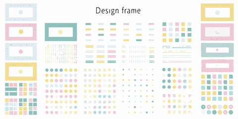 Collection of pastel colored decorative frames and graphic elements