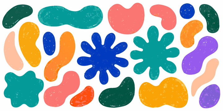 Colorful abstract organic shapes with textured grunge effect