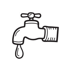 Water Faucet with Dripping Water Drop