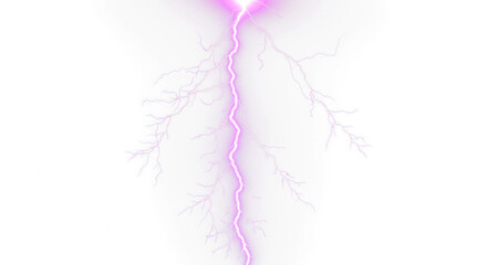 Purple Lightning Bolt Strike, Pink Lightning, Thunderstorm Bolt, Thunderstorm Effect, Light Bolt Effect, Lightning Bolts - Isolated On PNG Cutout or Transparent and White Background