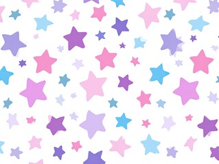 Whimsical star pattern, pastel colors on white