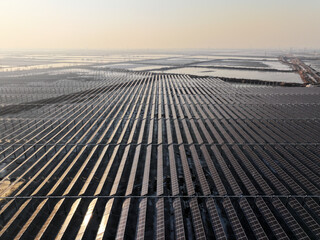 Solar photovoltaic panels on the water