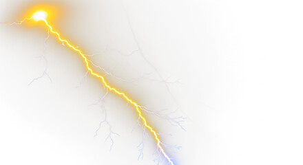 Yellow Lightning Bolt Strike, Yellow Lightning, Thunderstorm Bolt, Thunderstorm Yellow Effect, Light Bolt Effect, Lightning Bolts - Isolated On PNG Cutout or Transparent and White Background