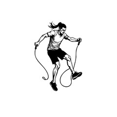 Athletic man in action performing a jump rope exercise for cardio training illustration