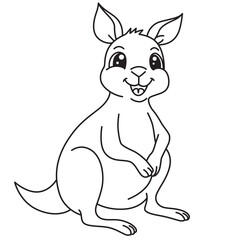Cute kangaroo in simple cartoon style outline for kids coloring pages and educational wildlife printable activity.