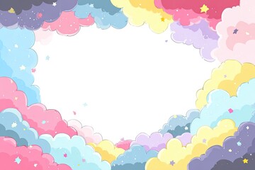 Colorful clouds frame a white space