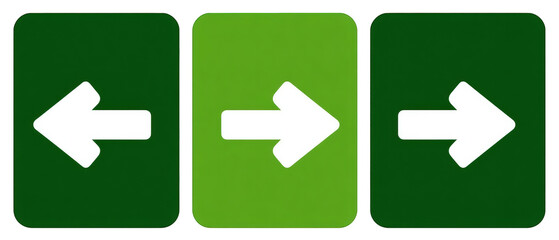 Directional arrows indicating movement or choices in a green-themed design, suitable for navigation