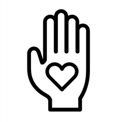 Obraz premium Outline hand icon with heart