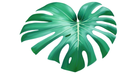 Monstera Leaf on Green Background for Tropical or Botanical Designs