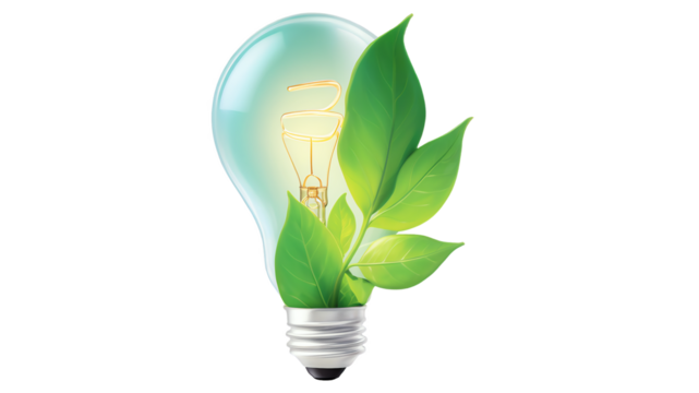 Light Bulb with Green Leaves Promoting Eco-Friendly Energy Solutions