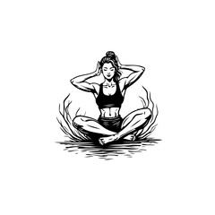Illustration of a serene woman practicing yoga meditation in a nature setting