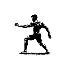 Dynamic vector illustration of a muscular man demonstrating strength and fitness