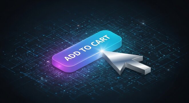 Digital Shopping Concept with Colorful Add to Cart Button and Cursor