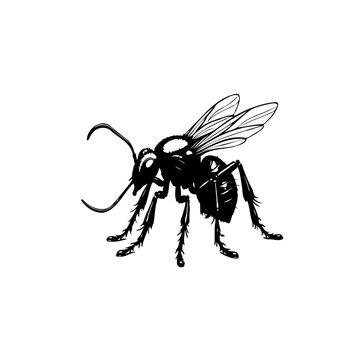 black wasp insect isolated white background clip art preview