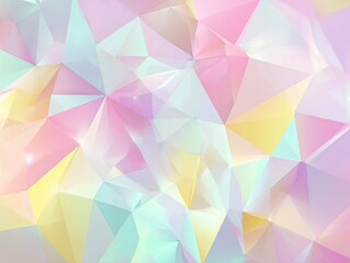 Obraz premium Abstract polygonal background of pastel colors. Soft, blended hues of pink, purple, yellow, and mint green create a gentle, cheerful design. 