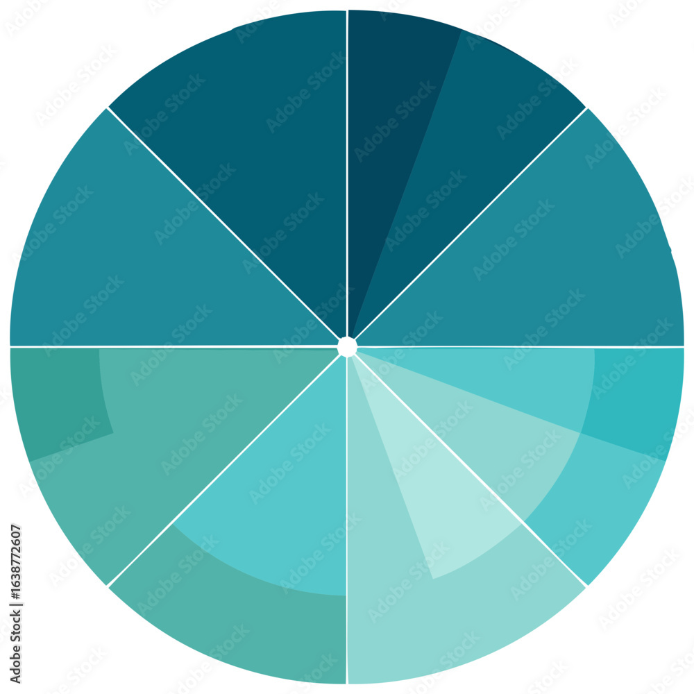 Aufkleber circular chart showing data segments with teal hues in segmented diagram for concept display