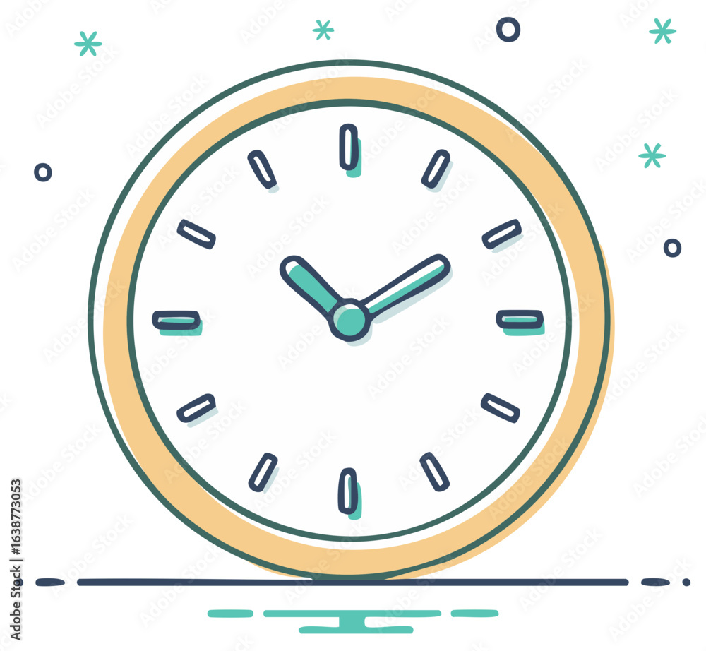 Poster modern minimalist clock icon for time management deadlines and scheduling productivity