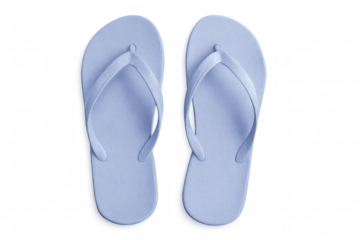 Light blue flip-flops isolated on a transparent background, perfect for summer and beach-related designs