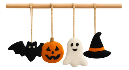 A Halloween themed decoration with a bat, pumpkin, ghost