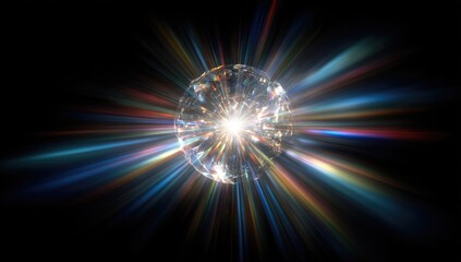 Sparkling gemstone radiating light, dark background, luxury jewelry concept