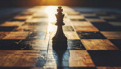 A chessboard with the pawn turning into a queen in its shadow