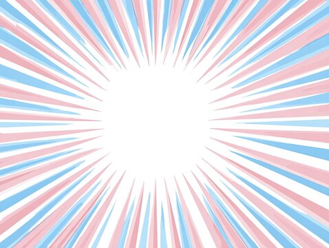 Pastel radiating stripes create a comic book effect