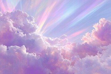 Pastel clouds, radiant sunbeams