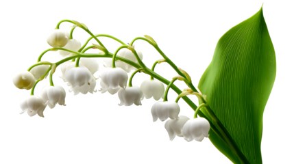 White lily of the valley stalk isolated on white background