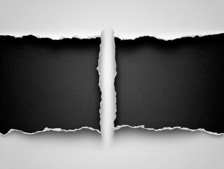 Two torn pieces of black paper on white background