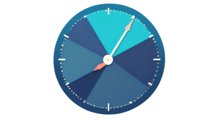 Modern Blue Clock Graphic Showing Time Segmentation and Task Management