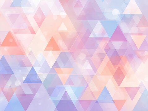 Abstract background of overlapping, soft-edged triangles in pastel colors, overlaid with subtle bokeh