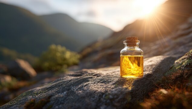 Golden elixir rests on a mountaintop