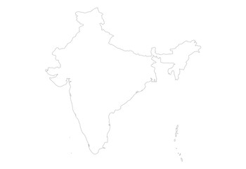 Minimalist Outline Map of India with Country Borders | Simple and Clean Line Art Vector for Modern Designs