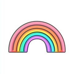 Simple, stylized rainbow graphic.  Colorful, layered, outlined rainbow arch against a white background.  Pastel colors