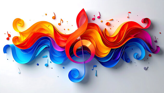 3D paper cut style of a music note 