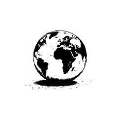 Obraz premium Global Perspective: Minimalist Black and White World Globe Illustration