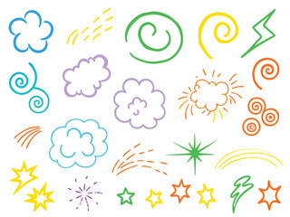 Obraz premium Weather and nature themed icon set featuring sun clouds rain snow and seasonal elements