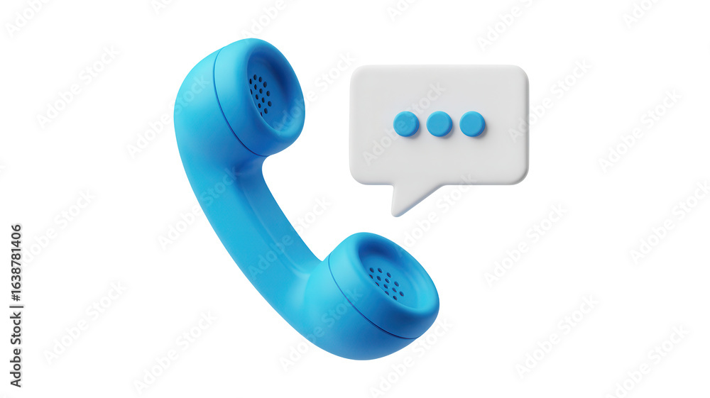 Poster communicate effectively using blue phone receiver with speech bubble, showing customer service and t
