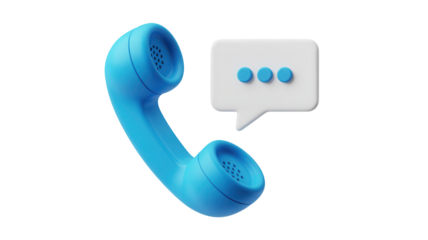 Communicate effectively using blue phone receiver with speech bubble, showing customer service and tech support accessibility for your business, connecting now